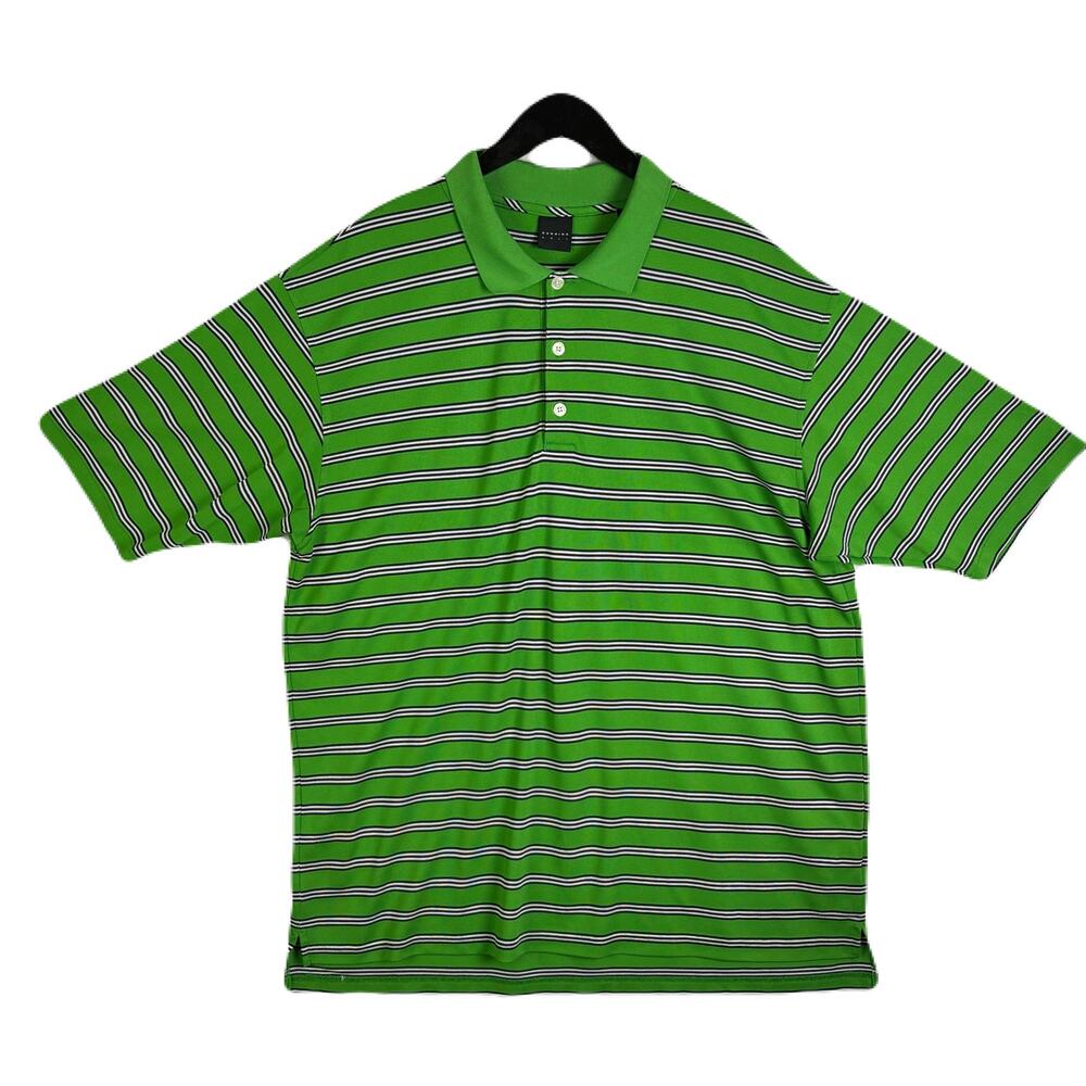 DUNNING GOLF Green Striped Athletic Shirt Mens Size XL